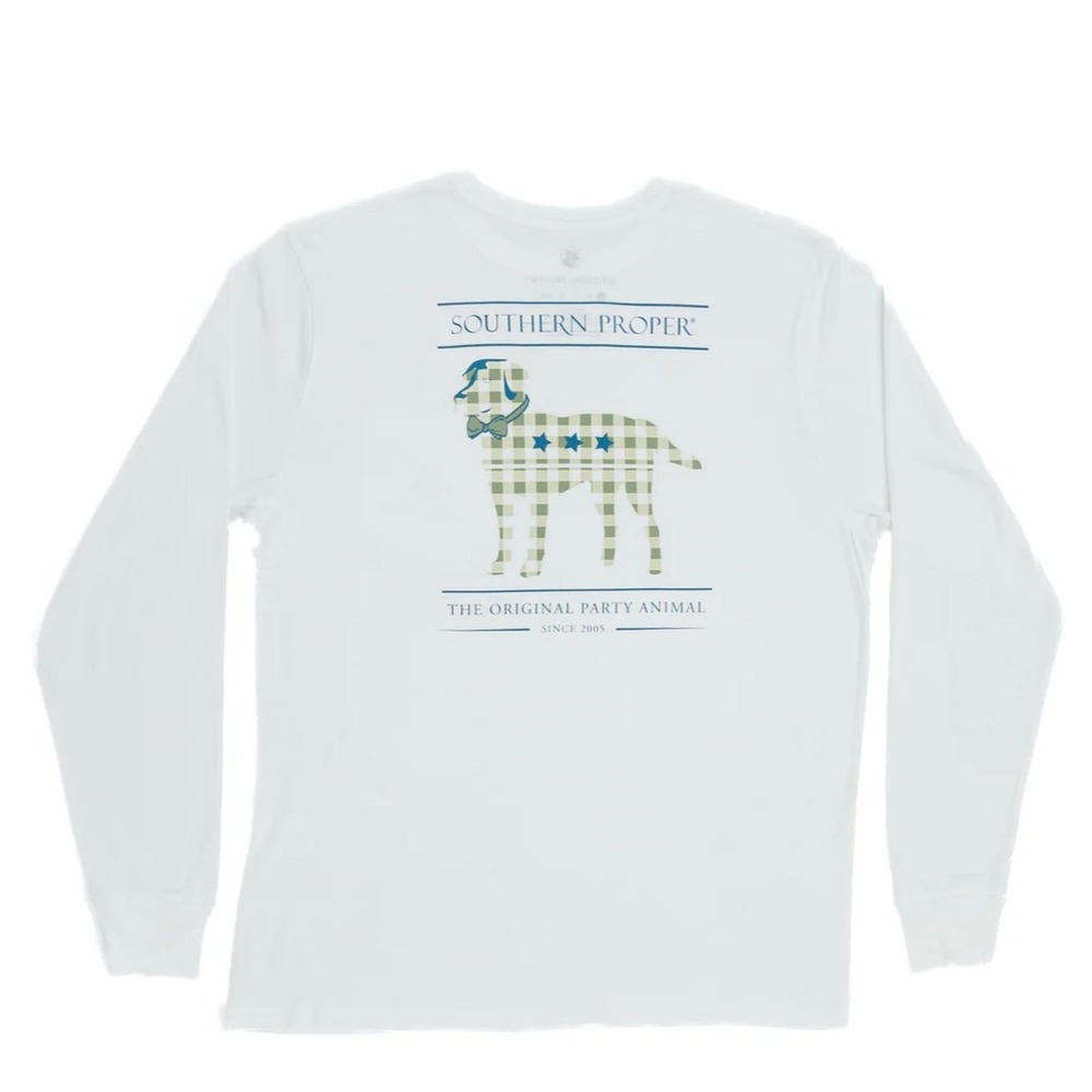 Men's Southern Proper PLAID LAB LS TEE size S NWT Cotton Crew Neck